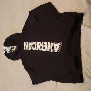 Boys Black and White American Eagle Hoodie Size M